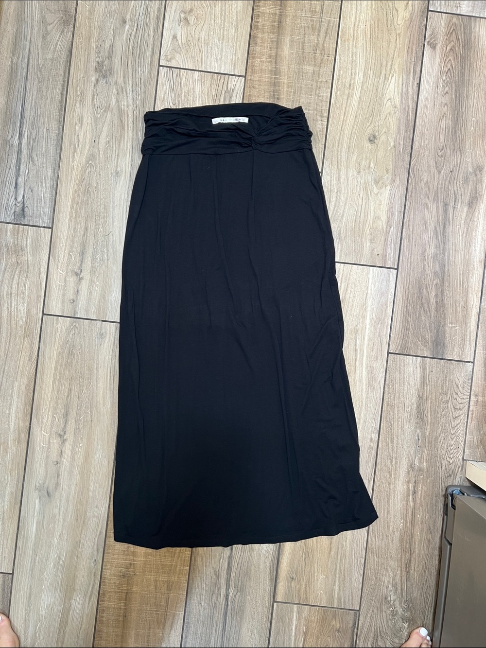 Max Studio Black Maxi Skirt with Ruched Waistband